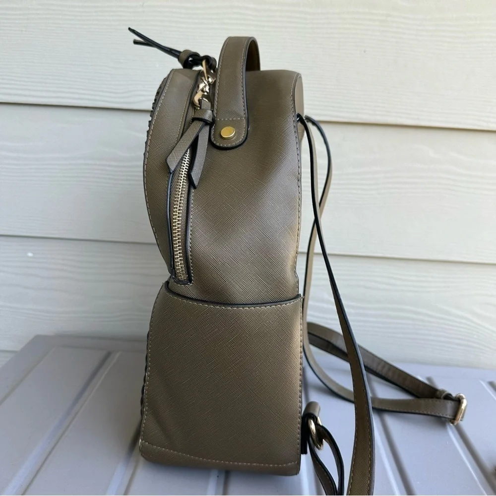 CALPAK Kaya Round Travel Backpack Army Green Color Braided Details Zipper Close
